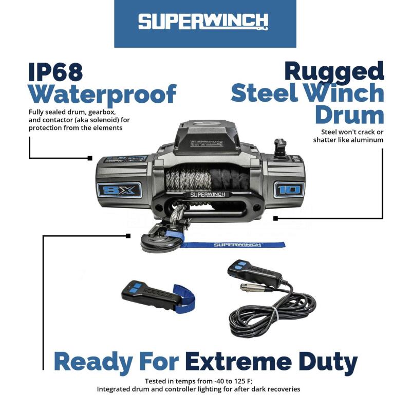 Superwinch 10000 LBS 12V DC 3/8in x 85ft Wire Rope SX 10000 Winch