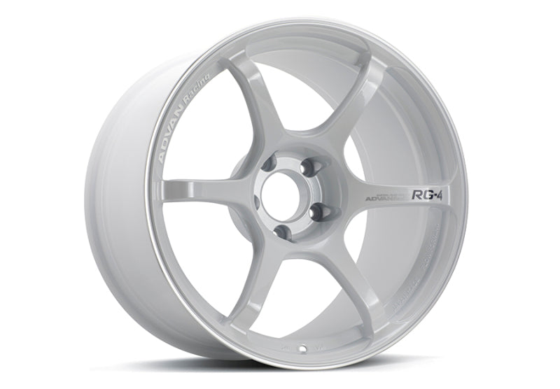 Advan RG-4 18x9 +35 5-114.3 Racing White Metallic &amp; Ring Wheel