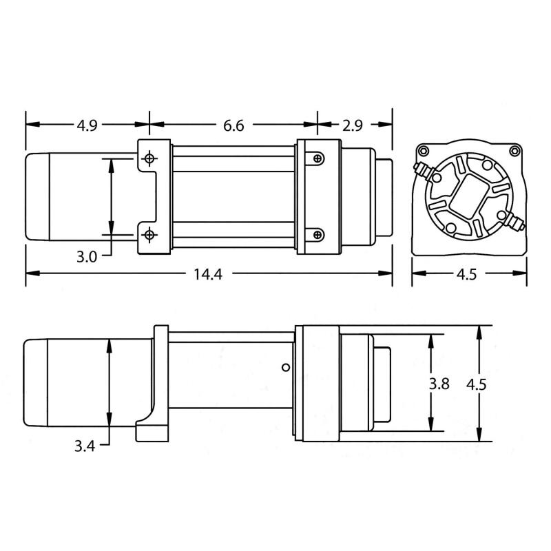 Superwinch 4500 LBS 12V DC 1/4in x 50ft Synthetic Rope Terra 4500SR Winch - Gray Wrinkle