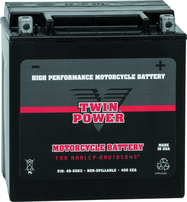 Twin Power YIX-30L High Performance Battery Replaces H-D 66010-97A Made in USA 400 CCA - 485003