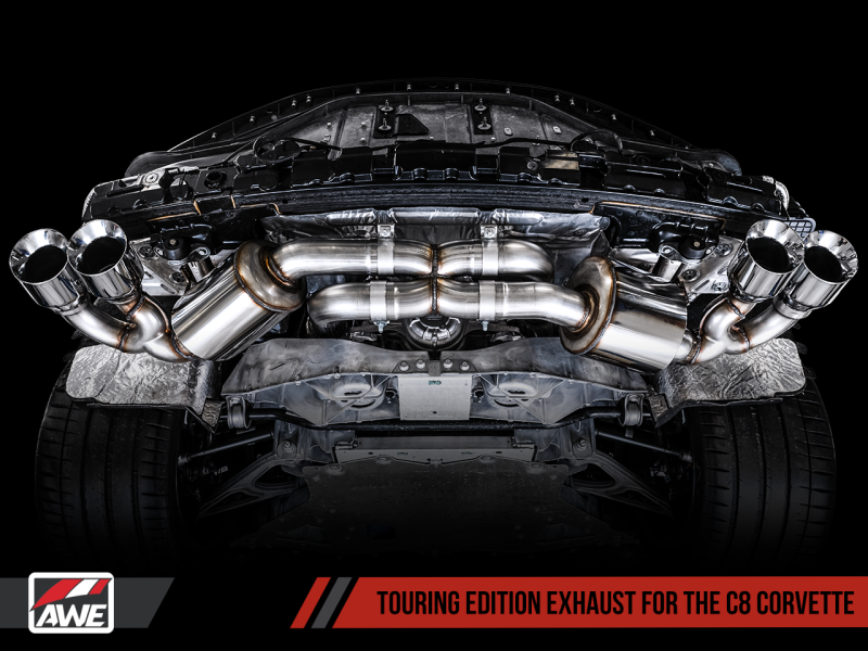 AWE Tuning 2020-2022 Chevrolet Corvette (C8) Touring Edition Exhaust - Quad Chrome Silver Tips