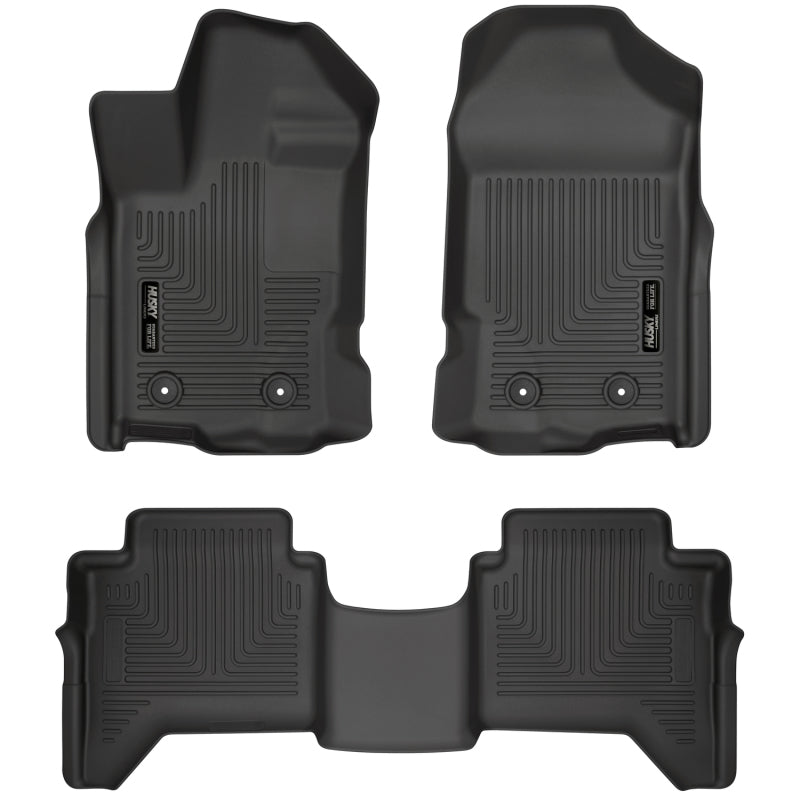 Husky Liners 2019+ Ford Ranger SuperCrew Cab Weatherbeater Black Front &amp; 2nd Seat Floor Liners