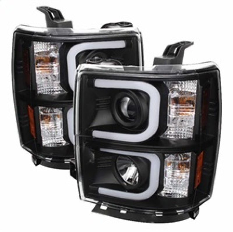 ( Spyder Signature ) Chevy Silverado 1500 14-15 Projector Headlights - Light Bar DRL - Black - High H1 (Included) - Low H7 (Included)