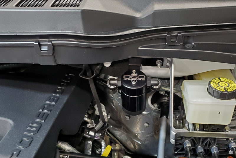 J&amp;amp;L 2021-2023 Ford F-150 3.5L Passenger Side Oil Separator 3.0 - Black Anodized