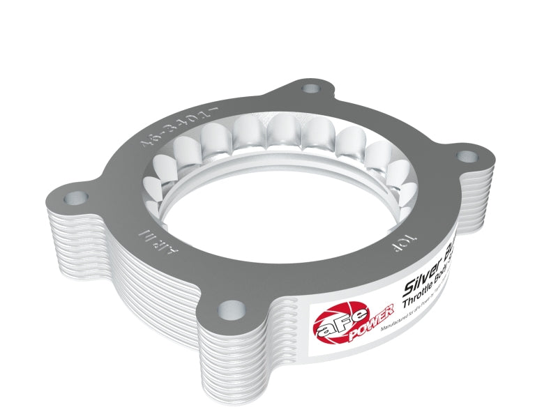 aFe 2020-22 Vette C8 Silver Bullet Aluminum Throttle Body Spacer Works w/ Factory Intake Only - Silver