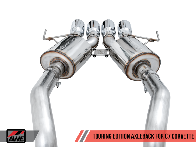 AWE Tuning 14-19 Touring Edition Axleback for C7 Corvette Stingray / Z51 / Grand Sport / Z06 / ZR1 - Silver Tips (includes AWE AFM valve simulators)