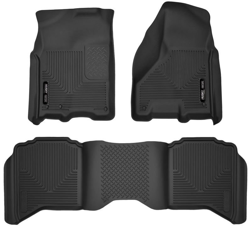 Husky Liners 09-18 Dodge Ram 1500 Crew Cab X-Act Contour Front &amp; Second Seat Floor Liners - Black