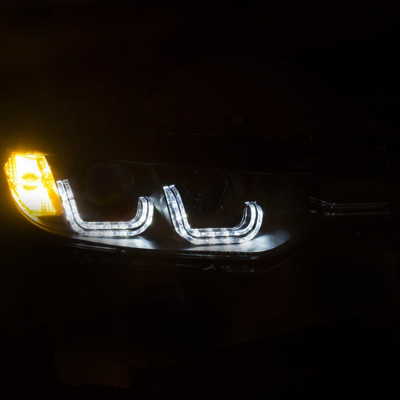 ANZO 2012-2015 BMW 3 Series Projector Headlights w/ U-Bar Black (HID Compatible)