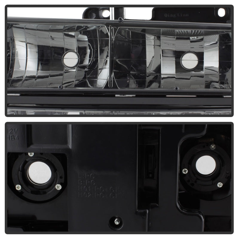 Xtune Chevy Suburban 94-98 Headlights w/ Corner &amp; Parking Lights 8pcs Smoked HD-JH-CCK88-AM-SM-SET