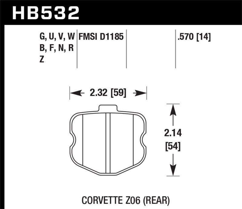 Hawk 06-10 Chevy Corvette (OEM Pad Design) Rear Performance Ceramic Sreet Brake Pads