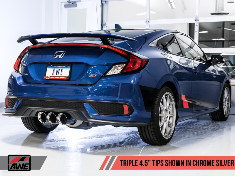 AWE Tuning 2016+ Honda Civic Si Touring Edition Exhaust w/Front Pipe &amp; Triple Chrome Silver Tips
