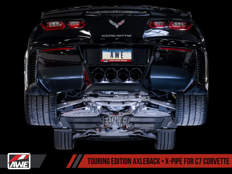 AWE Tuning 14-19 Touring Edition Axleback for C7 Corvette Stingray / Z51 / Grand Sport / Z06 / ZR1 - Silver Tips (includes AWE AFM valve simulators)