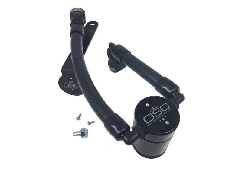 J&amp;L 07-14 Ford Mustang GT500 Driver Side Oil Separator 3.0 - Black Anodized
