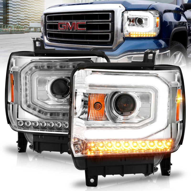 Projector Headlights Pair For GMC Sierra 1500 (2014-2015) & 2500HD/3500HD (2015-2019)