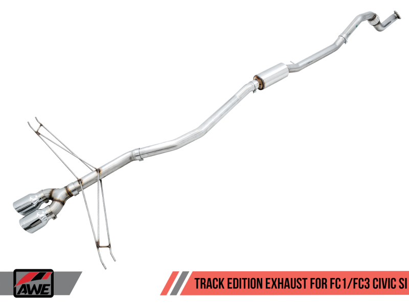 AWE Tuning 2016+ Honda Civic Si Track Edition Exhaust w/Front Pipe &amp; Dual Chrome Silver Tips