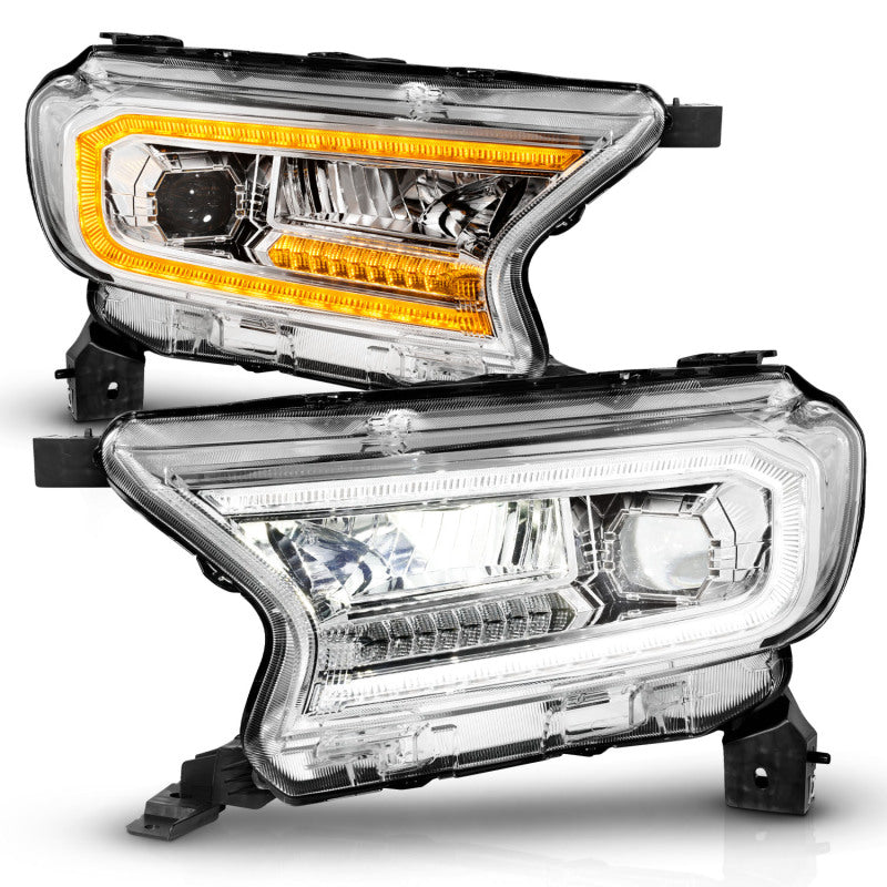 ANZO 19-23 Ford Ranger Full LED Projector Headlights w/ Initiation &amp; Sequential - Chrome