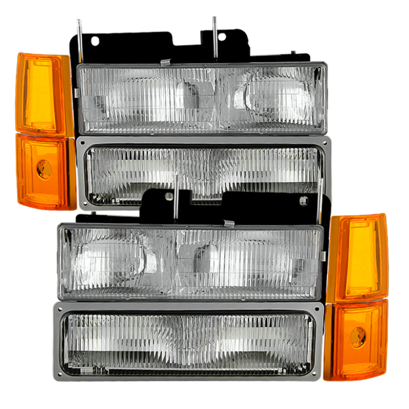 Xtune GMC Yukon 94-99 Headlights w/ Corner &amp; Parking Lights 8pcs Sets - OEM HD-JH-GCK94-OE-C-SET