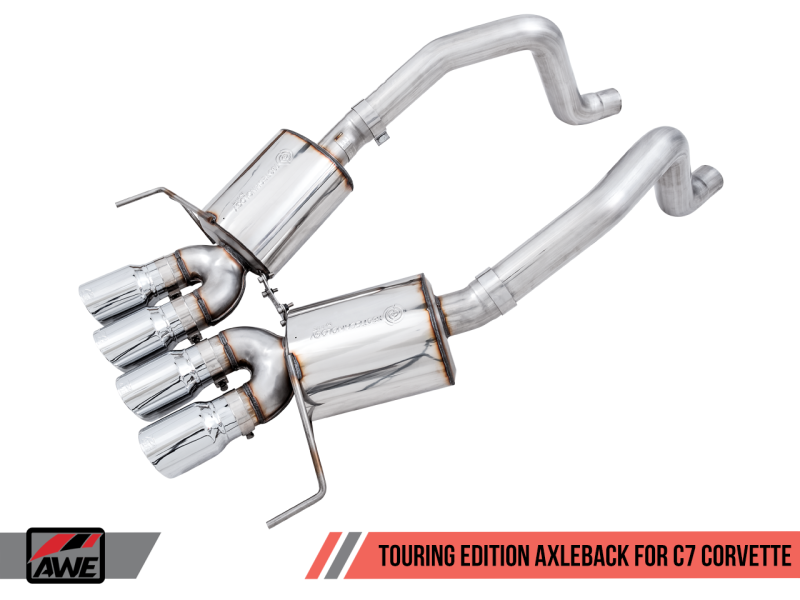 AWE Tuning 14-19 Touring Edition Axleback for C7 Corvette Stingray / Z51 / Grand Sport / Z06 / ZR1 - Silver Tips (includes AWE AFM valve simulators)