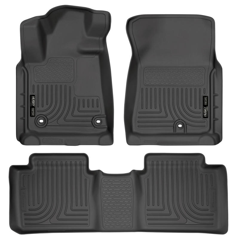 Husky Liners 2014 Toyota Tundra Double Cab Pickup WeatherBeater Black Front &amp; 2nd Seat Floor Liners