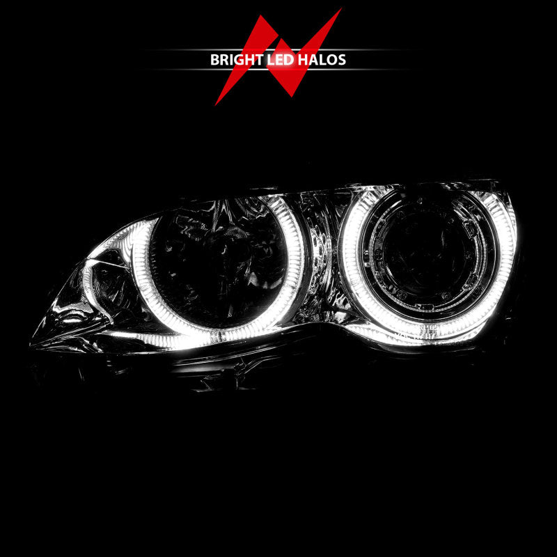 ANZO 2002-2005 BMW 3 Series E46 Projector Headlights w/ Halo Chrome