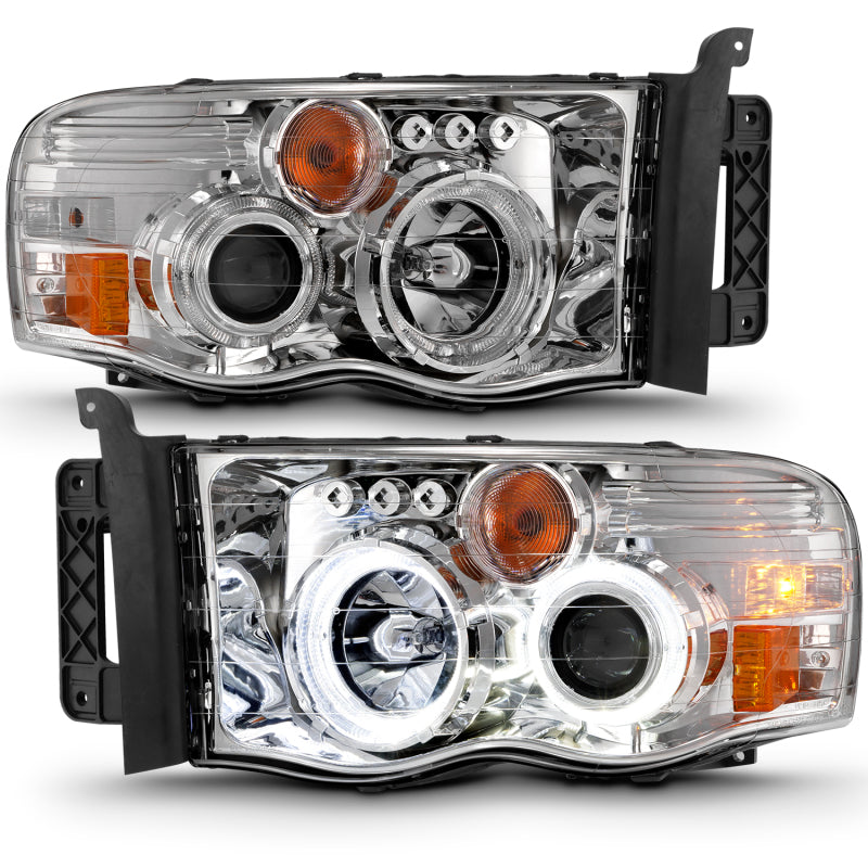 ANZO 2002-2005 Dodge Ram 1500 Projector Headlights w/ Halo Chrome