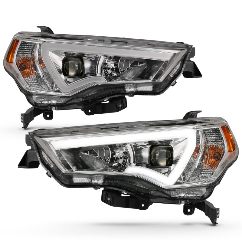 ANZO 14-21 Toyota 4 Runner Plank Style Projector Headlights Chrome w/ Amber