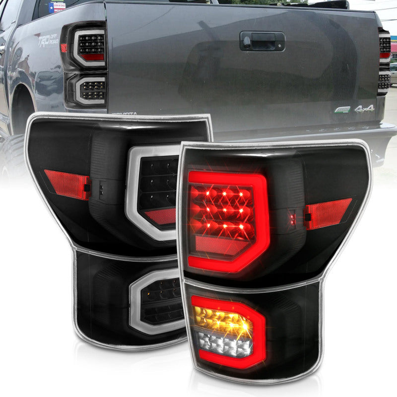 ANZO 2007-2013 Toyota Tundra LED Taillights Plank Style Black w