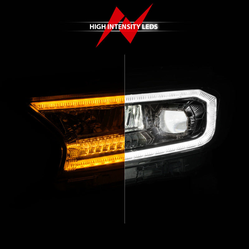ANZO 19-23 Ford Ranger Full LED Projector Headlights w/ Initiation &amp; Sequential - Chrome