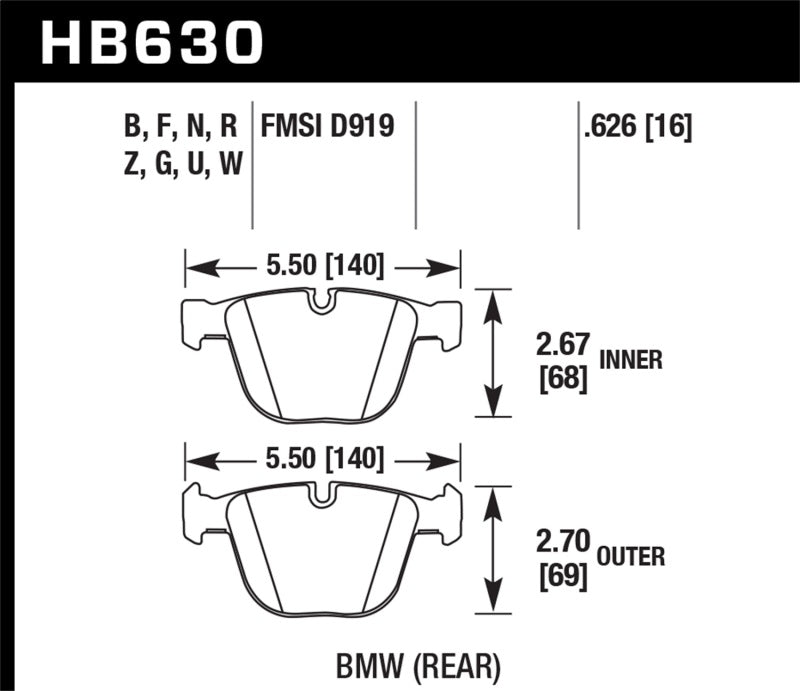 Hawk 04-10 BMW 535i/545i/550i / 04-10 645Ci/650i/02-09 745i/745Li/750 Perf Ceramic Street Brake Pads