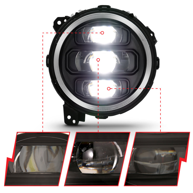 ANZO 2018-2021 Jeep Wrangler Full Led Projector H.L. Black