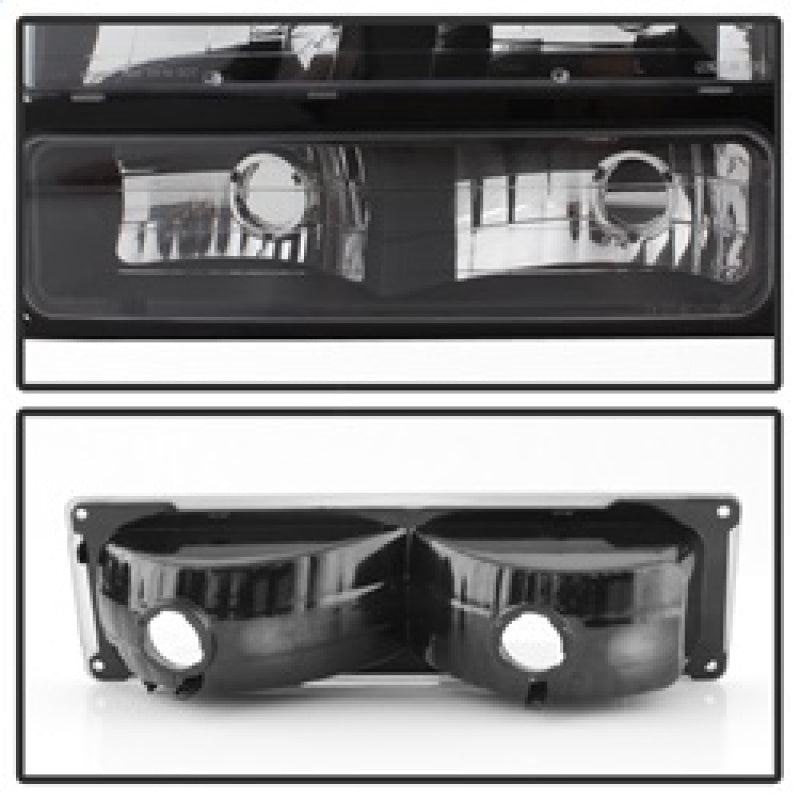 Xtune Chevy Suburban 94-98 Headlights w/ Corner &amp; Parking Lights 8pcs Black HD-JH-CCK88-AM-BK-SET