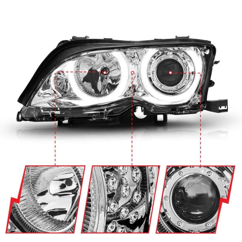 ANZO 2002-2005 BMW 3 Series E46 Projector Headlights w/ Halo Chrome