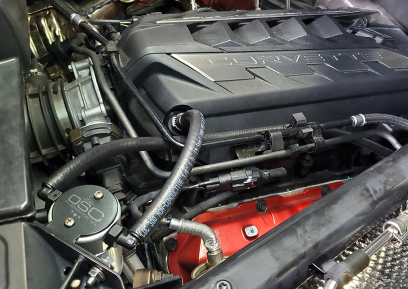 J&amp;amp;L 20-23 Chevrolet Corvette 6.2L LT2 Targa Top Passenger Side Oil Separator 3.0 - Clear Anodize