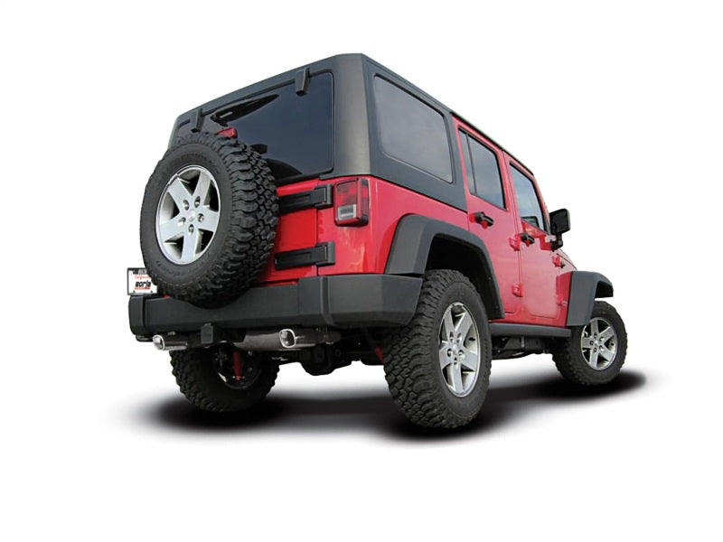 Borla 12-14 Jeep Wrangler JK 2Dr &amp; 4Dr Rear Section ATAK Single Sqaure Rolled Angle-Cut Exit Exhaust