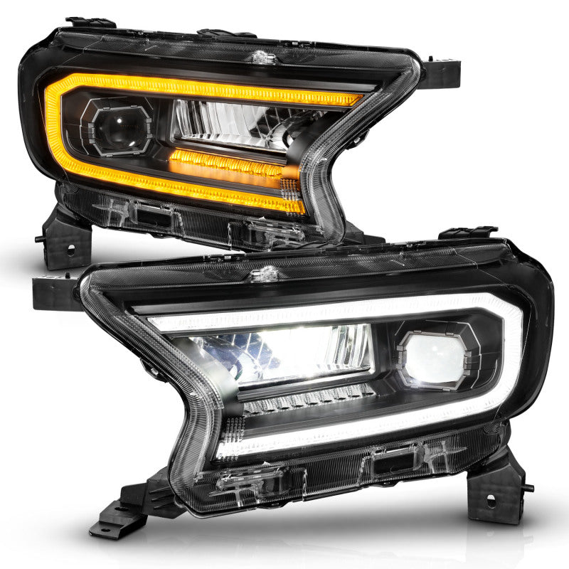 ANZO 19-23 Ford Ranger Full LED Projector Headlights w/ Initiation &amp; Sequential - Black