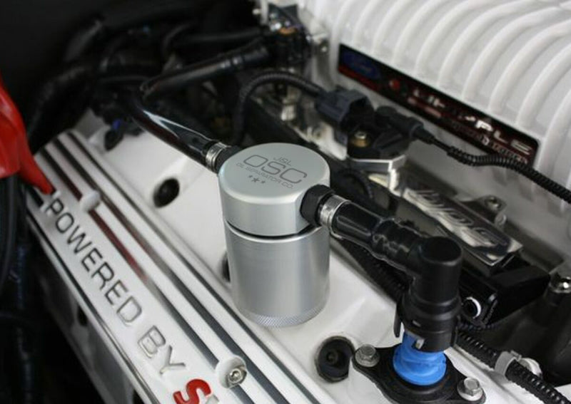 J&amp;L 07-14 Ford Mustang GT500 Passenger Side Oil Separator 3.0 - Clear Anodized
