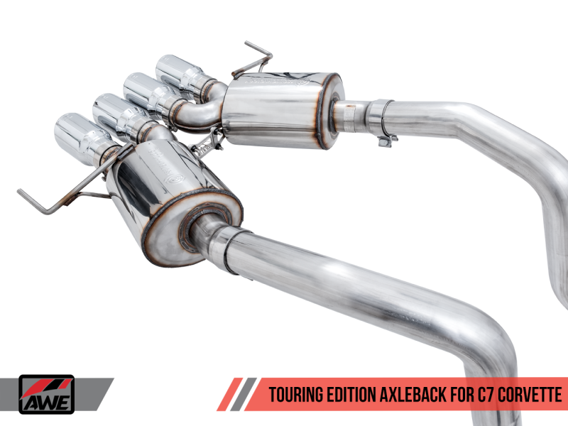 AWE Tuning 14-19 Touring Edition Axleback for C7 Corvette Stingray / Z51 / Grand Sport / Z06 / ZR1 - Silver Tips (includes AWE AFM valve simulators)