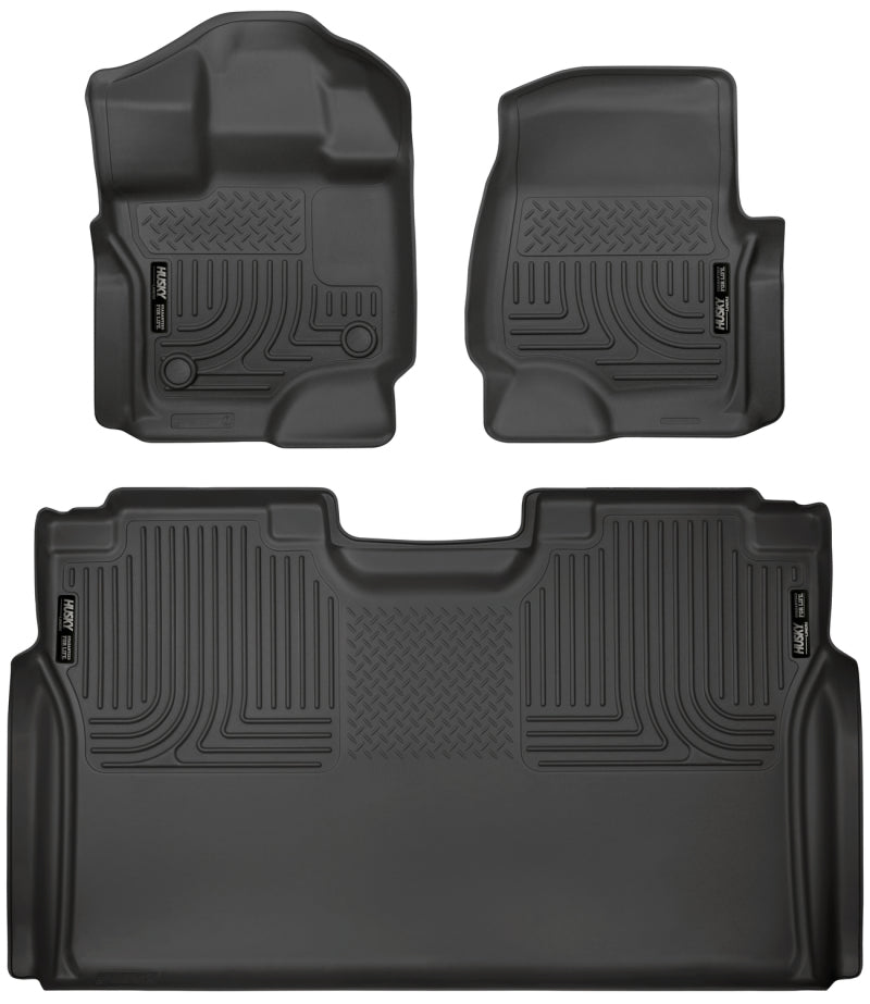 Husky Liners 15-22 Ford F-150 SuperCrew Weatherbeater Black Front &amp; 2nd Seat Floor Liners