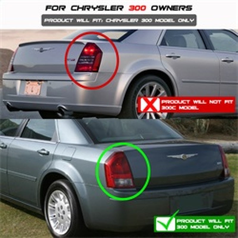 Spyder Chrysler 300 05-07 V2 Light Bar LED Tail Lights - Black ALT-YD-CHR305V2-LED-BK