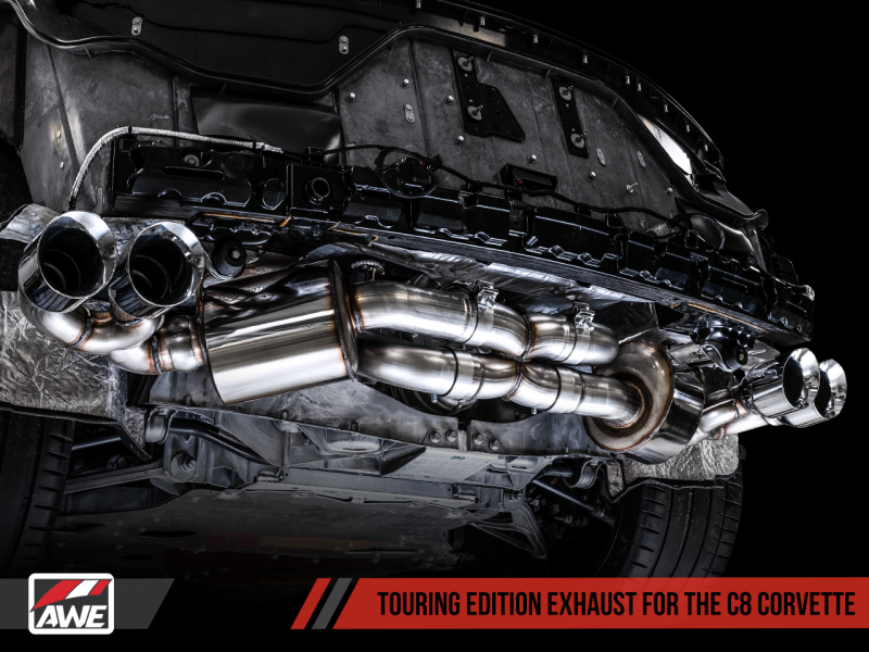 AWE Tuning 2020-2022 Chevrolet Corvette (C8) Touring Edition Exhaust - Quad Chrome Silver Tips