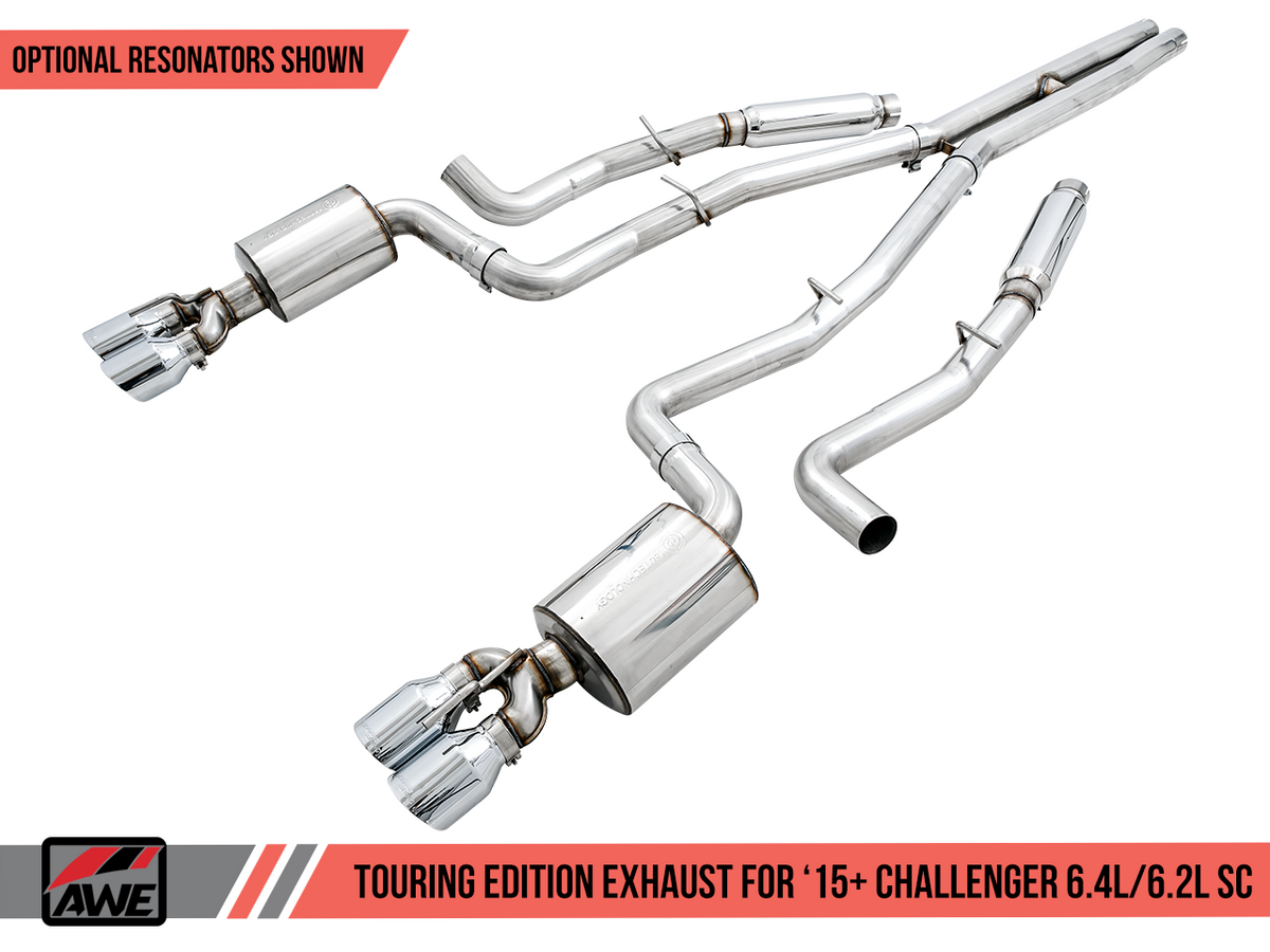 AWE Tuning 2015+ Dodge Challenger 6.4L/6.2L Non-Resonated Touring Edition Exhaust - Quad Black Tips