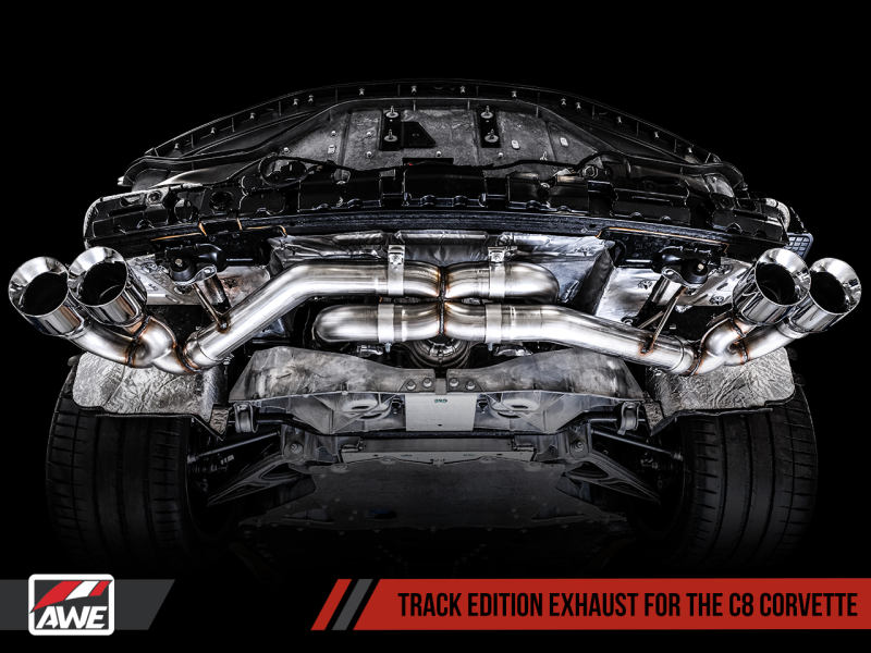 AWE Tuning 2020-2024 Chevrolet Corvette (C8) Track Edition Exhaust - Quad Diamond Black Tips - 3020-43086