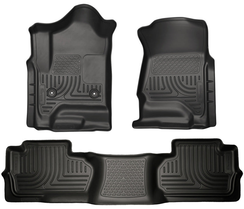 Husky Liners 14 Chevrolet Silverado/GMC Sierra Dbl Cab WeatherBeater Black Front&amp;2nd Seat Floor Line