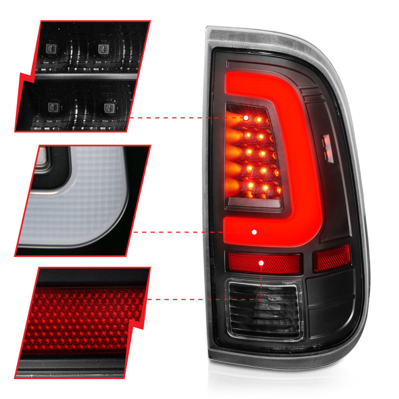 ANZO 2008-2016 Ford F-250 LED Taillights Black Housing Clear Lens (Pair)