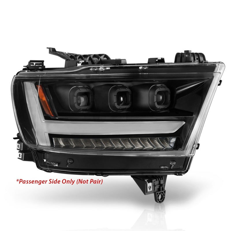 ANZO 2019-2020 Dodge Ram 1500  LED Projector Headlights Plank Style w/ Sequential Black (Passenger)