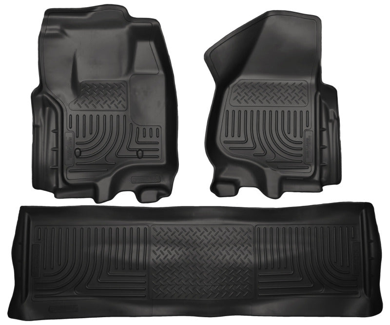 Husky Liners 2012.5 Ford SD Crew Cab WeatherBeater Combo Black Floor Liners (w/o Manual Trans Case)