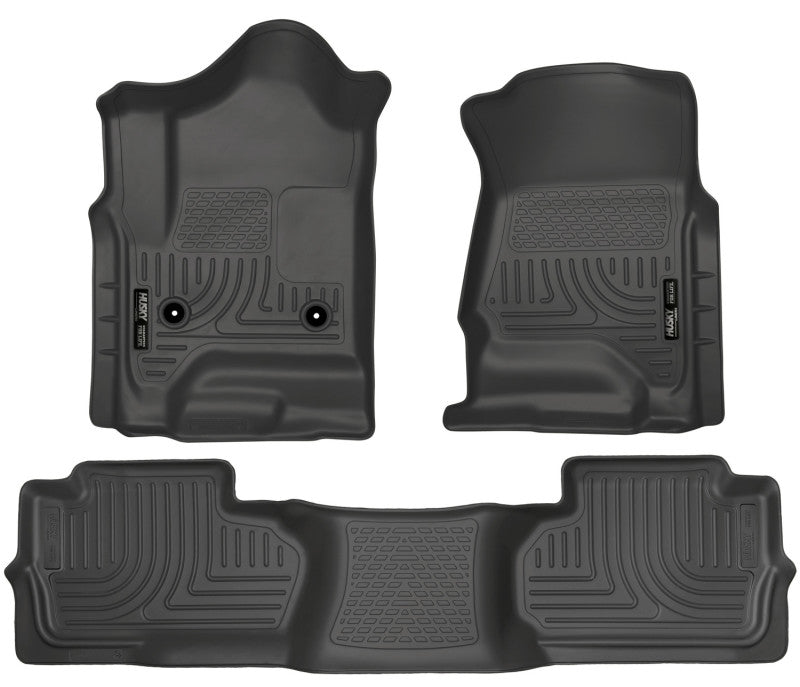 Husky Liners 14 Chevrolet Silverado/GMC Sierra Dbl Cab WeatherBeater Black Front&amp;2nd Seat Floor Line