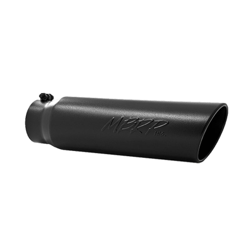 MBRP Universal 5in OD Angled Rolled End 4in Inlet 18in Lgth Black Finish Exhaust Tip