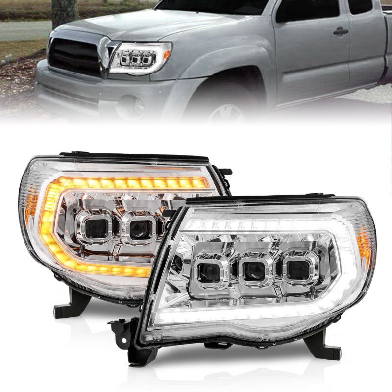 ANZO 05-11 Toyota Tacoma LED Projector Headlights w/Light Bar Swtchbk Seq. Chrome w/Initiation Light