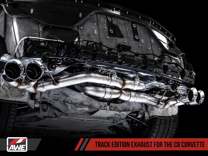 AWE Tuning 2020-2024 Chevrolet Corvette (C8) Track Edition Exhaust - Quad Diamond Black Tips - 3020-43086